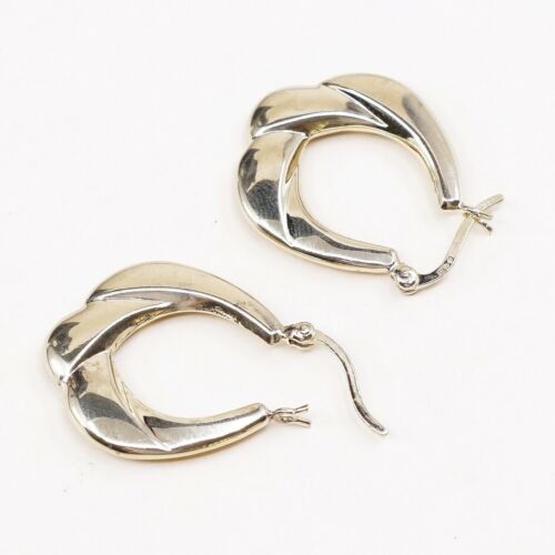 1”, Gold over sterling silver 925 earrings Hoops, stamped 925 Israel