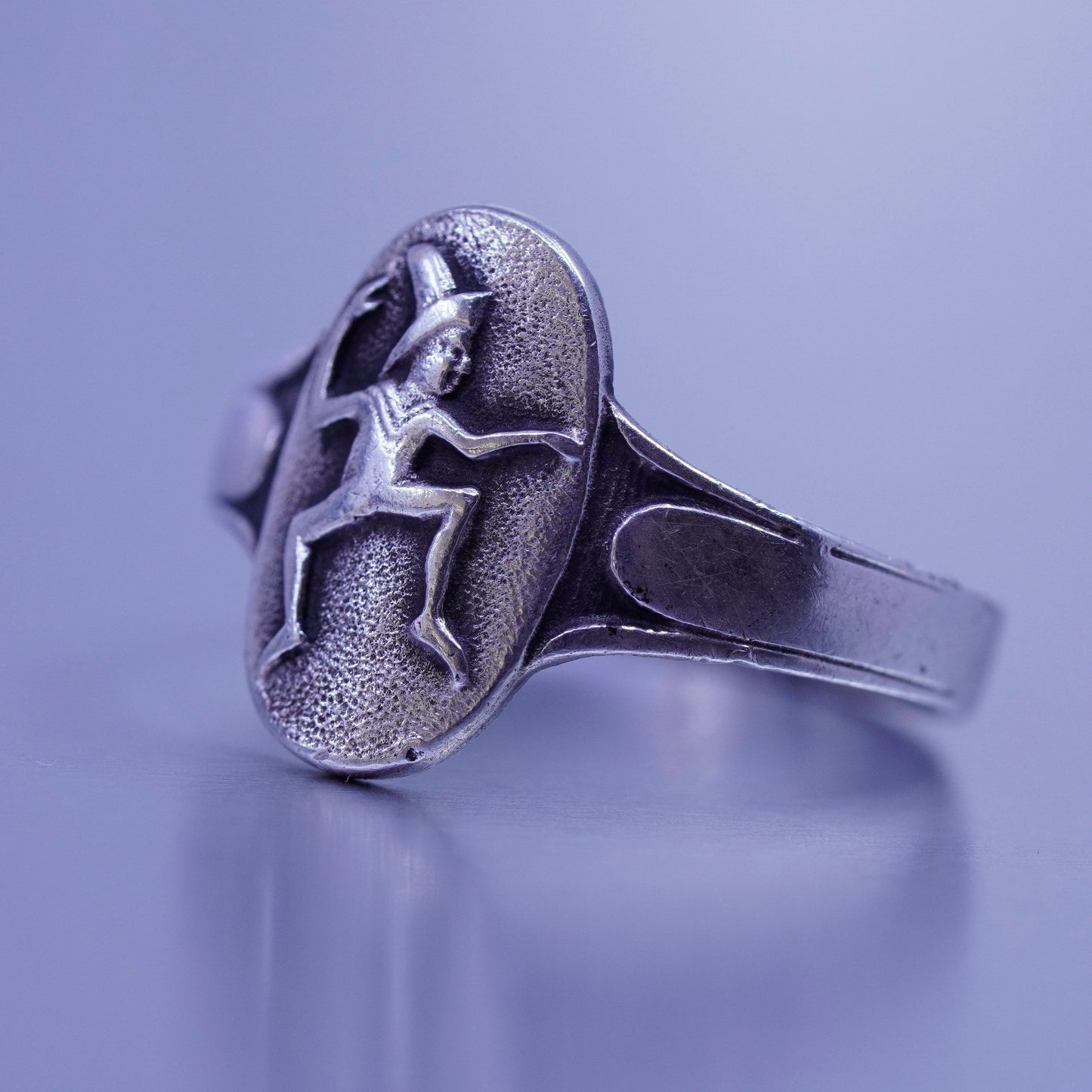 Size 4, Sterling silver handmade ring, 925 Camp Fire Girl Wood Gatherers band