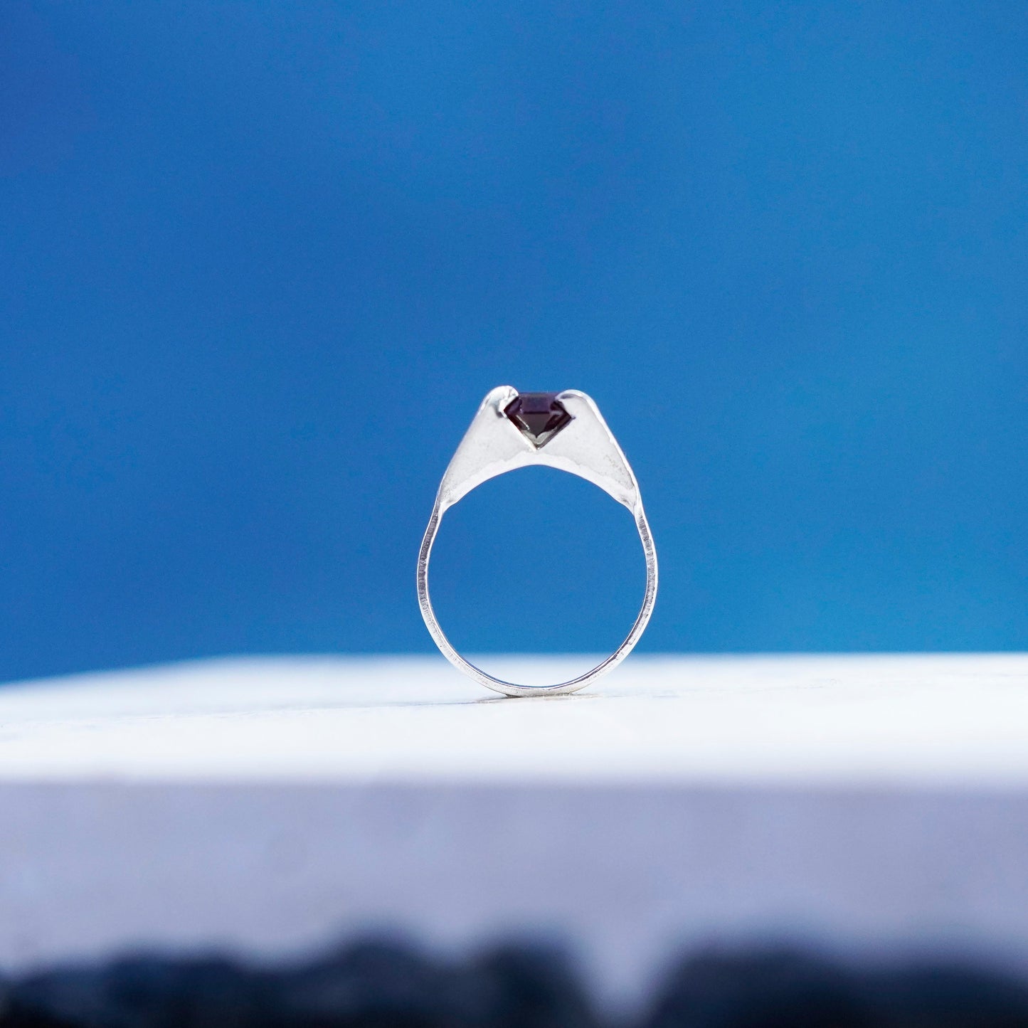 Size 5, vintage Sterling 925 silver handmade ring, 925 band with ruby