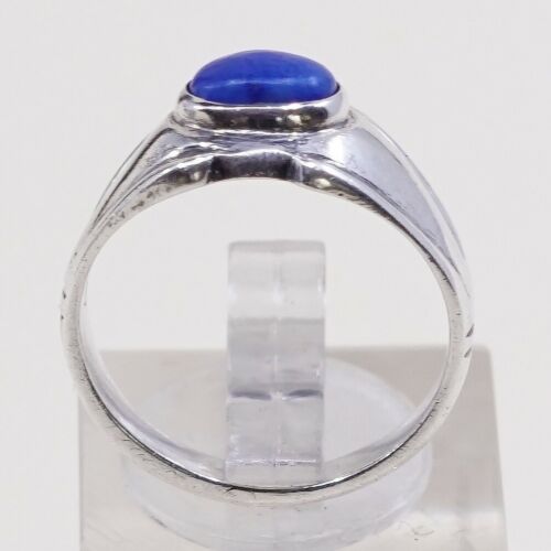 Sz 6.75, Vtg Sterling Silver Handmade Ring 925 Band W/ Blue Onyx inlay