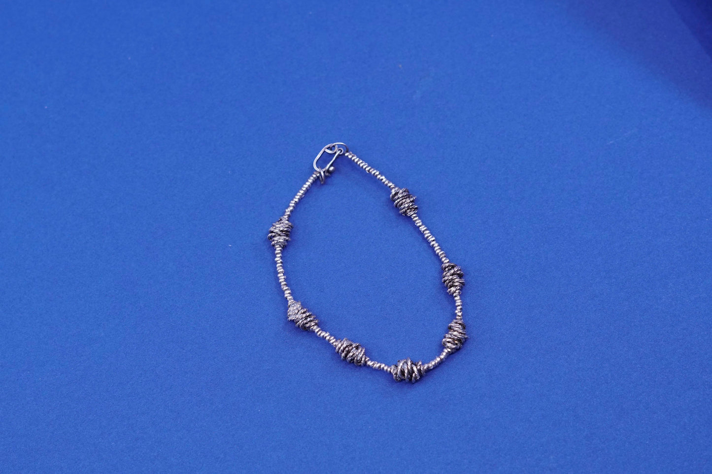 6”, vintage sterling 925 silver handmade beads and wired bead bracelet