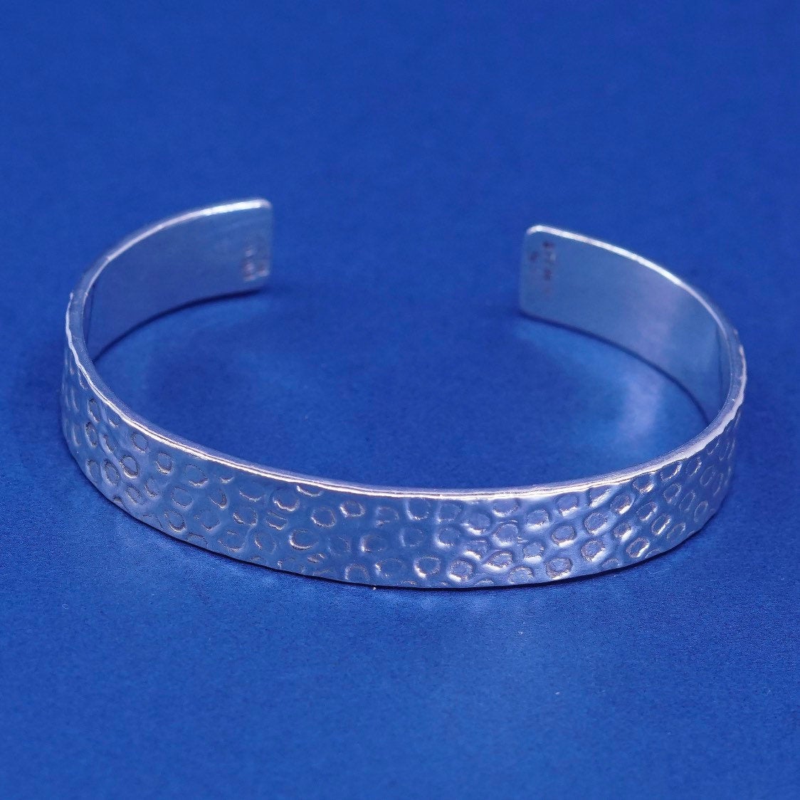 6.75", vtg Mexico hecho sterling silver handmade bracelet, 925 hammered cuff
