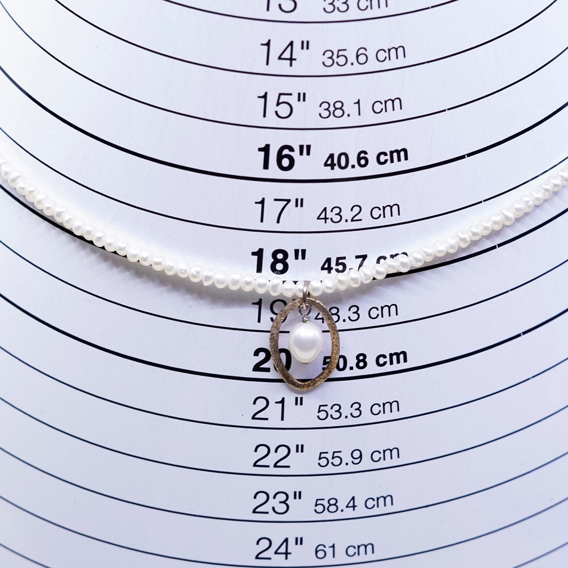 16", sterling silver handmade necklace, 925 figaro chain w/ freshwater pearl
