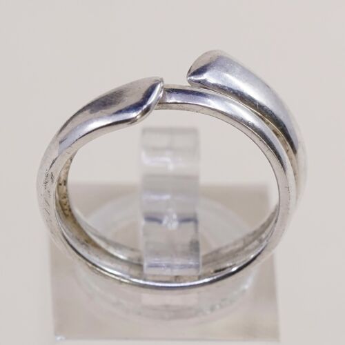 Size 6.5, Vtg Sterling 925 Silver Handmade Wrap Around Ring Band