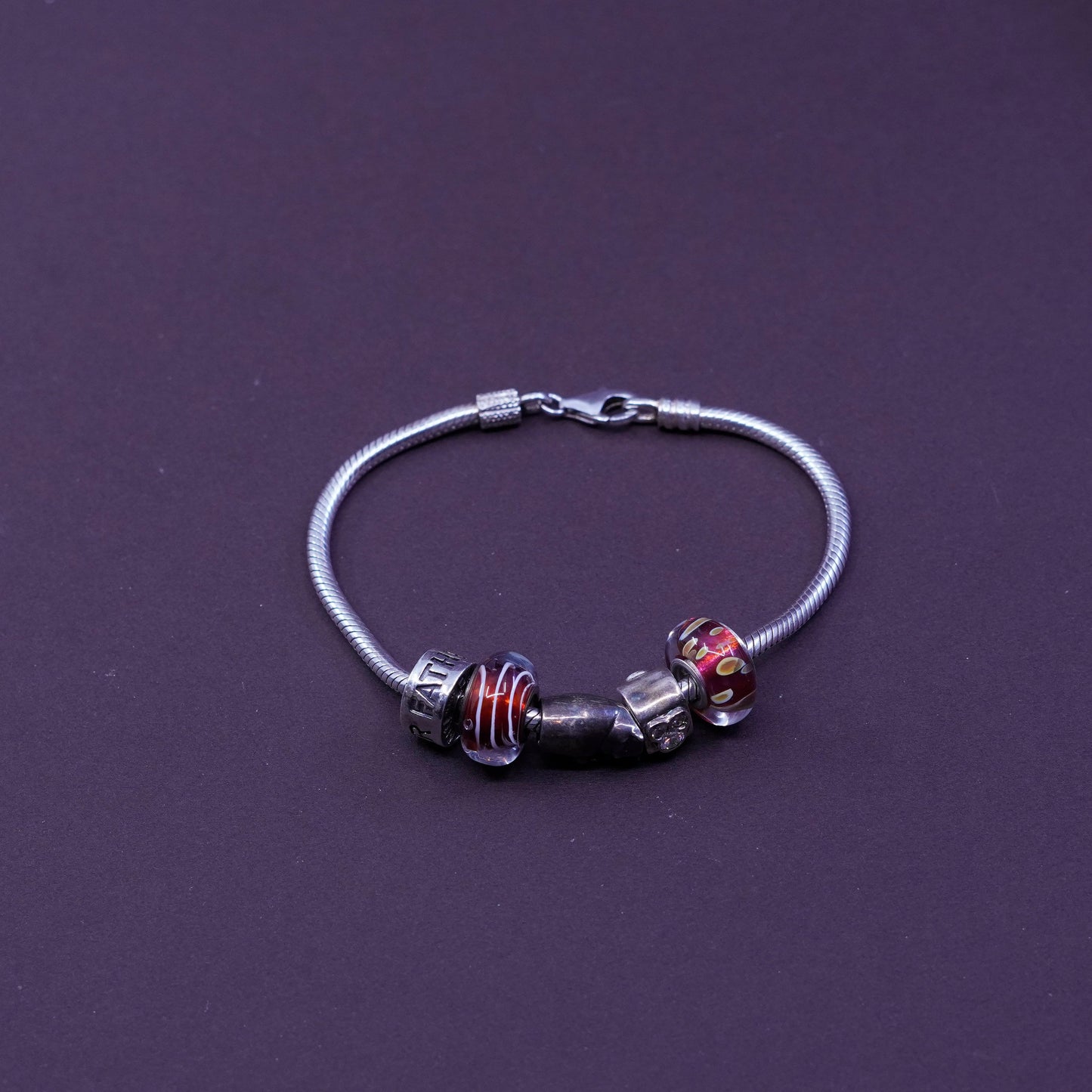 6.75”, CHAMILIA CHAM sterling silver bracelet, 925 snake chain with father cat