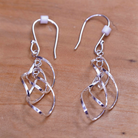 Vintage Sterling silver handmade earrings, 925 twisted dangle
