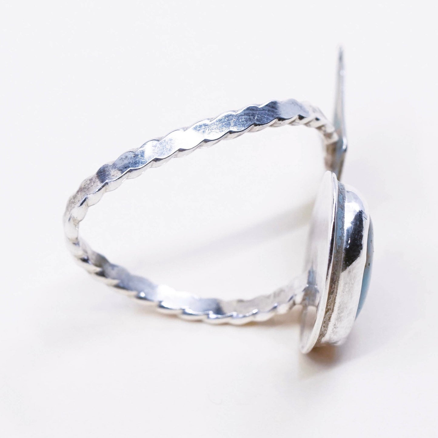 Native American sterling silver ring, handmade 925 wrap band w/ turquoise