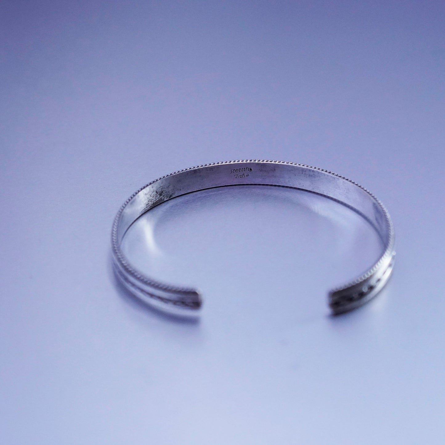 7.25”, Native American Tahe Navajo Sterling 925 silver bracelet, cable cuff