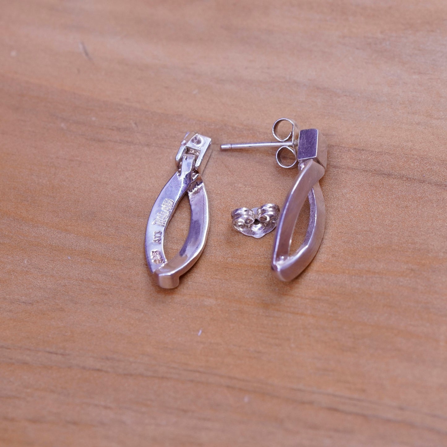 0.75”, Vintage Sterling silver handmade earrings, 925 teardrop drops