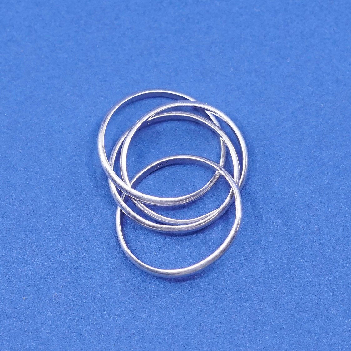 sz 6, vtg Sterling silver handmade ring, 925 entwined band