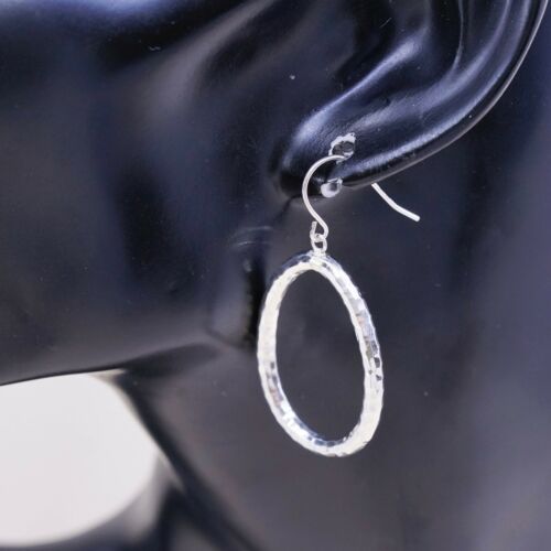 Vtg Sterling 925 Silver Handmade Hollow Lightweight Teardrop Shaped Earrings