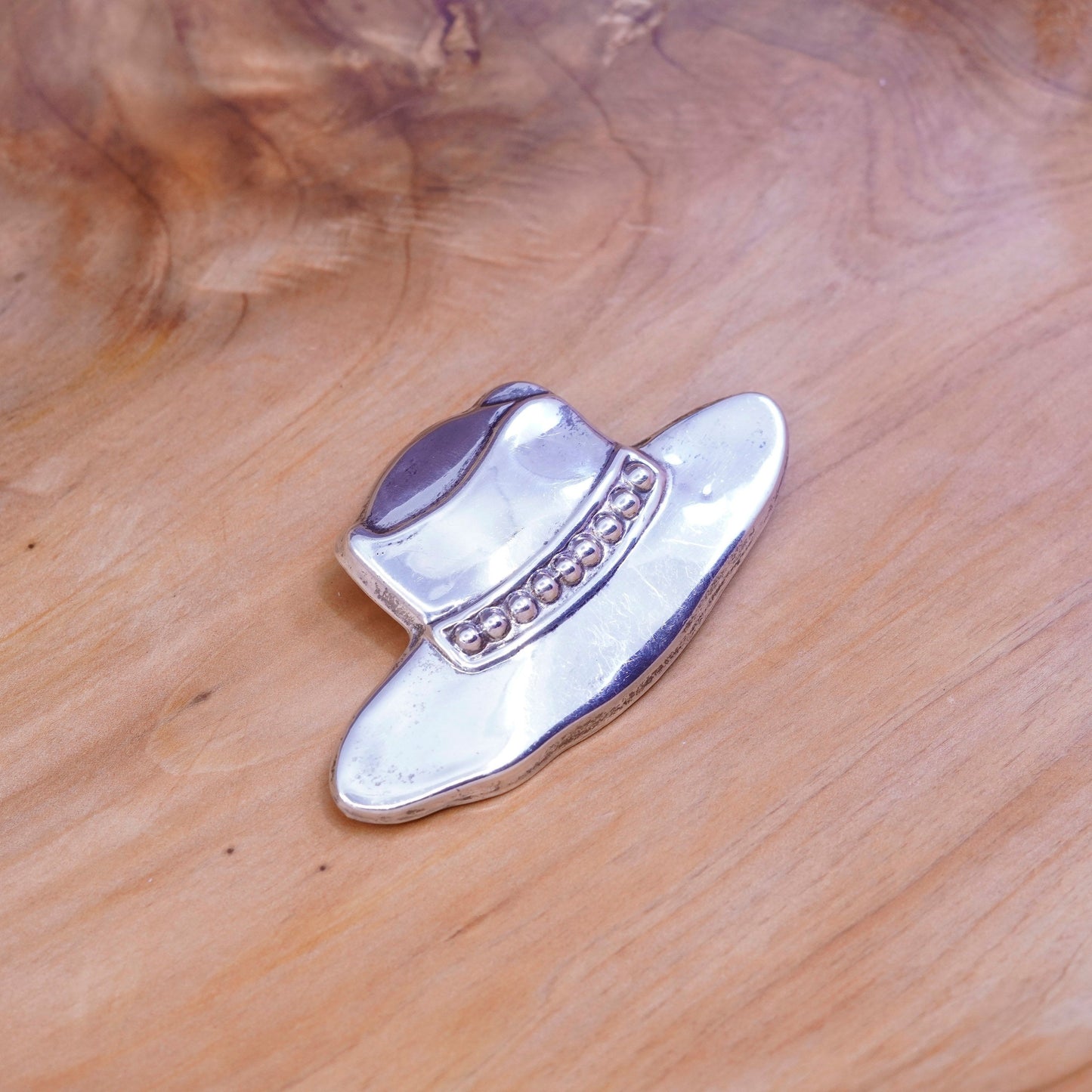 Vintage handmade modern sterling 925 silver sun hat brooch