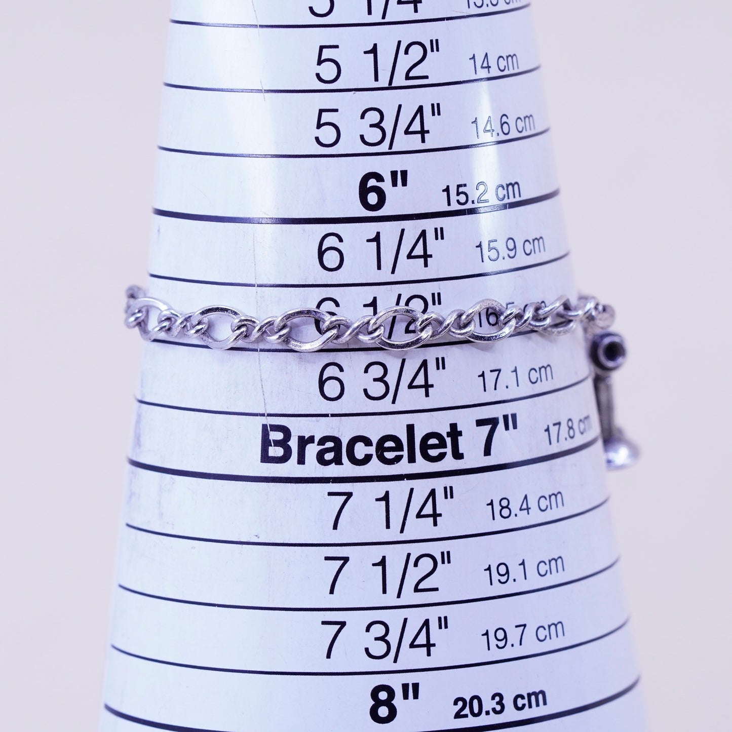 6.5”, danecraft sterling 925 silver bracelet, kremen figaro chain phone charm
