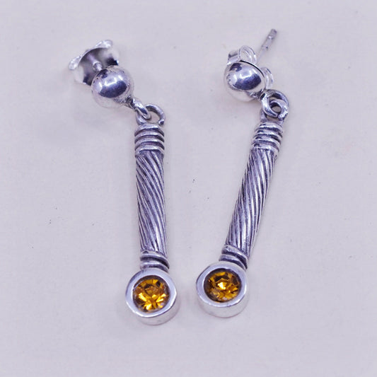 Vintage Sterling 925 silver handmade earrings with citrine