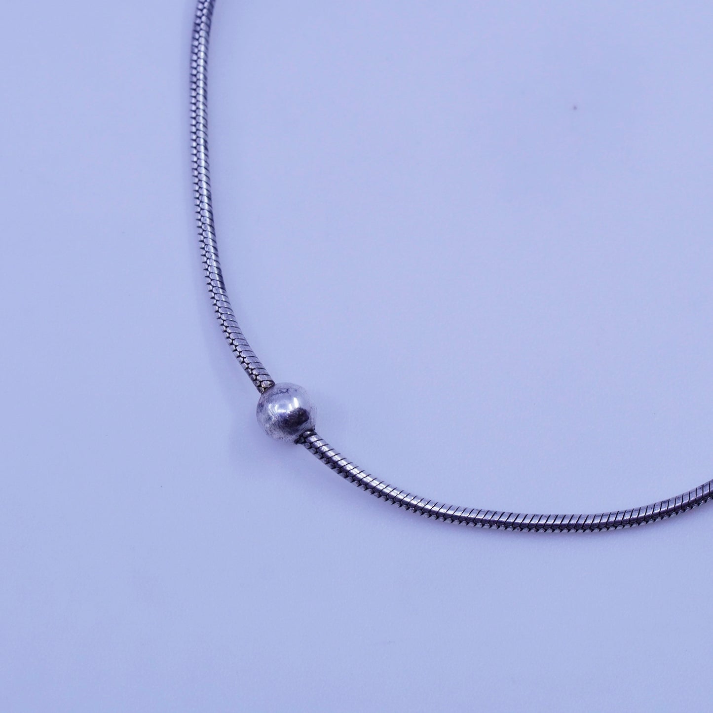 7.25”, 1mm, Sterling 925 silver handmade bracelet, snake chain with beads