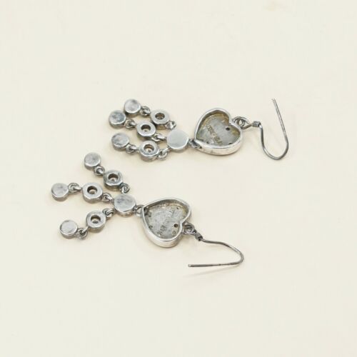 Sterling Silver Handmade Earrings, 925 Silver Heart W/ Opal & Marcasite