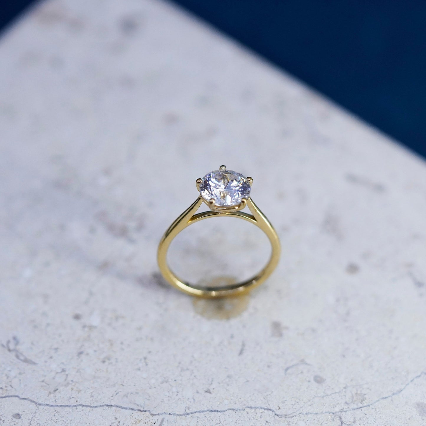 Size 6, VTG Vermeil gold filled Sterling 925 silver engagement ring round cz