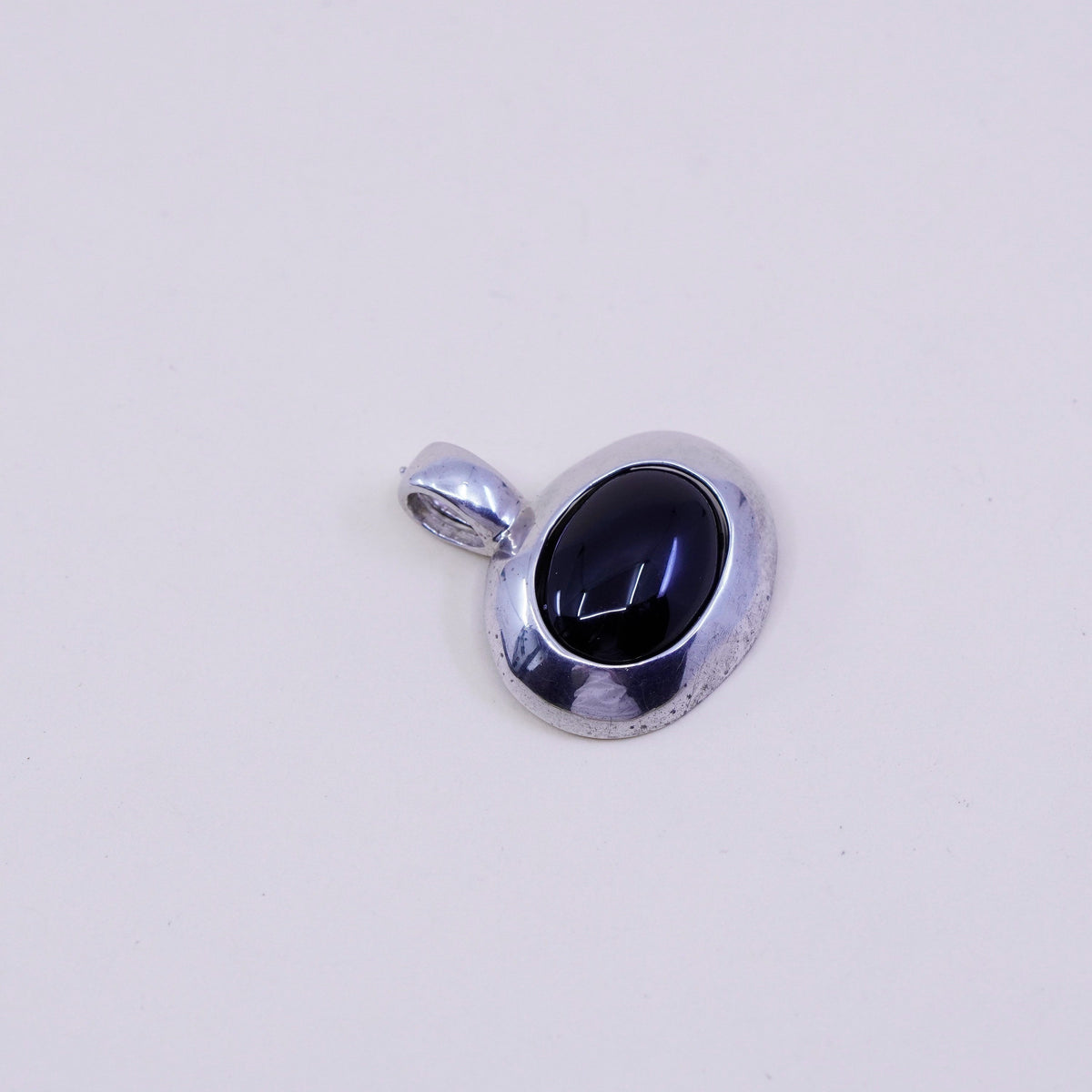 interchangeable handmade sterling silver pendant, 925 cage with oval black onyx