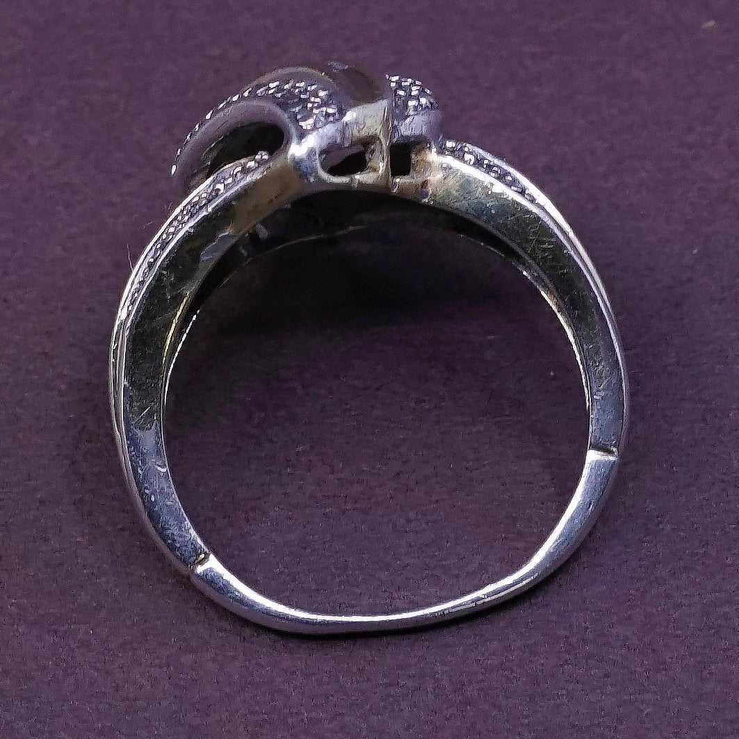 sz 8, vtg vermeil Sterling silver cocktail ring, 925 w/ diamond