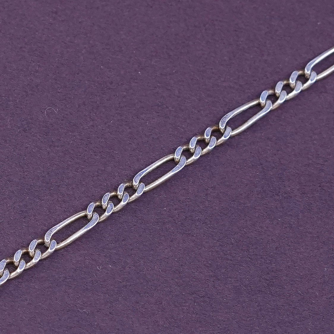 7.75", 3mm, italy HCT Sterling silver handmade bracelet, 925 figaro chain