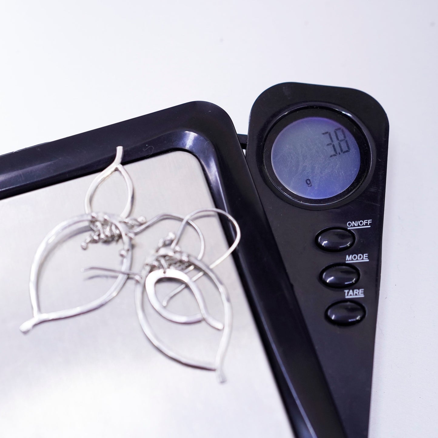 Vintage Sterling 925 silver filigree teardrop earrings with beads