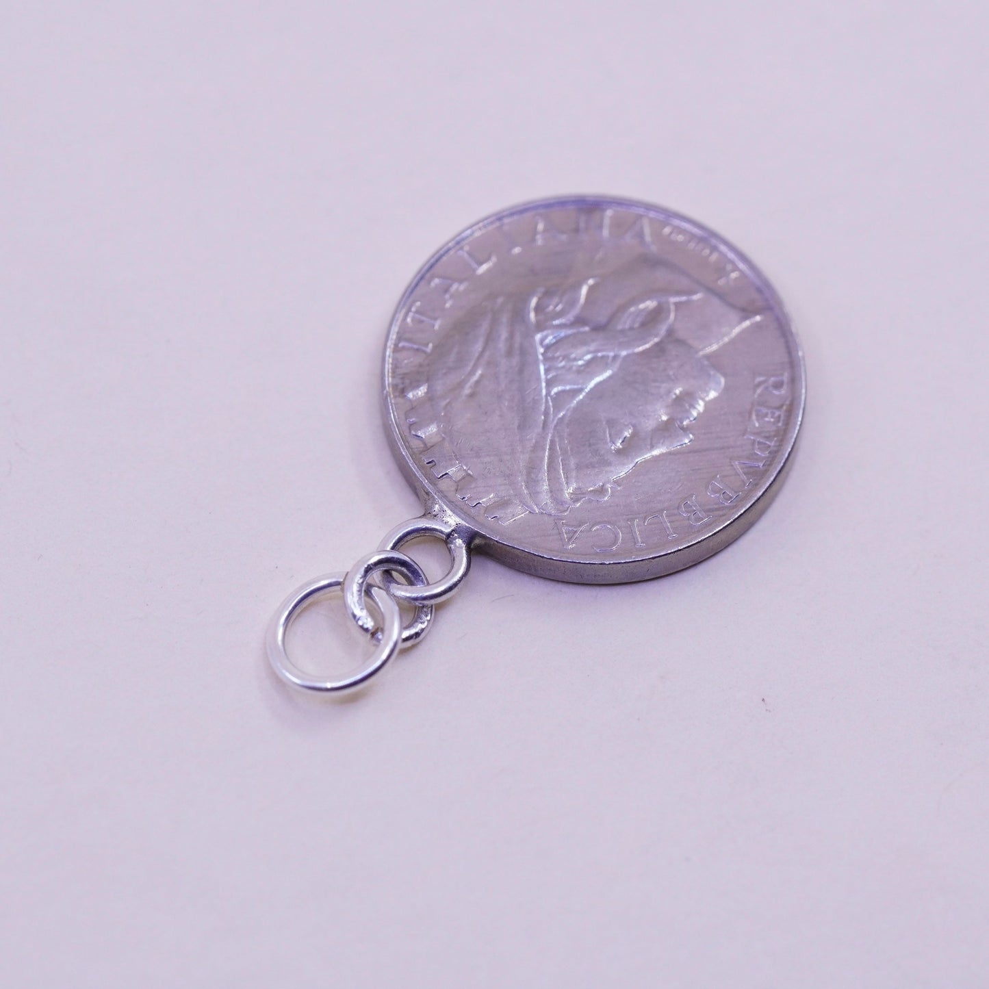 Vintage italian repvbblica coin charm pendant