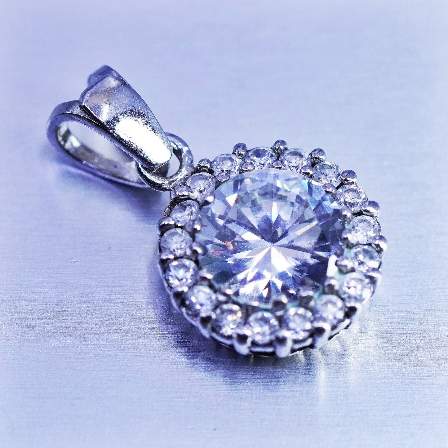 antique sterling 925 silver pendant with Cz