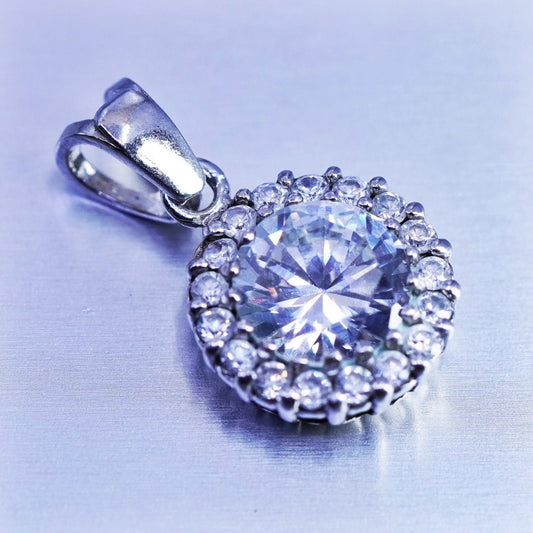 antique sterling 925 silver pendant with Cz