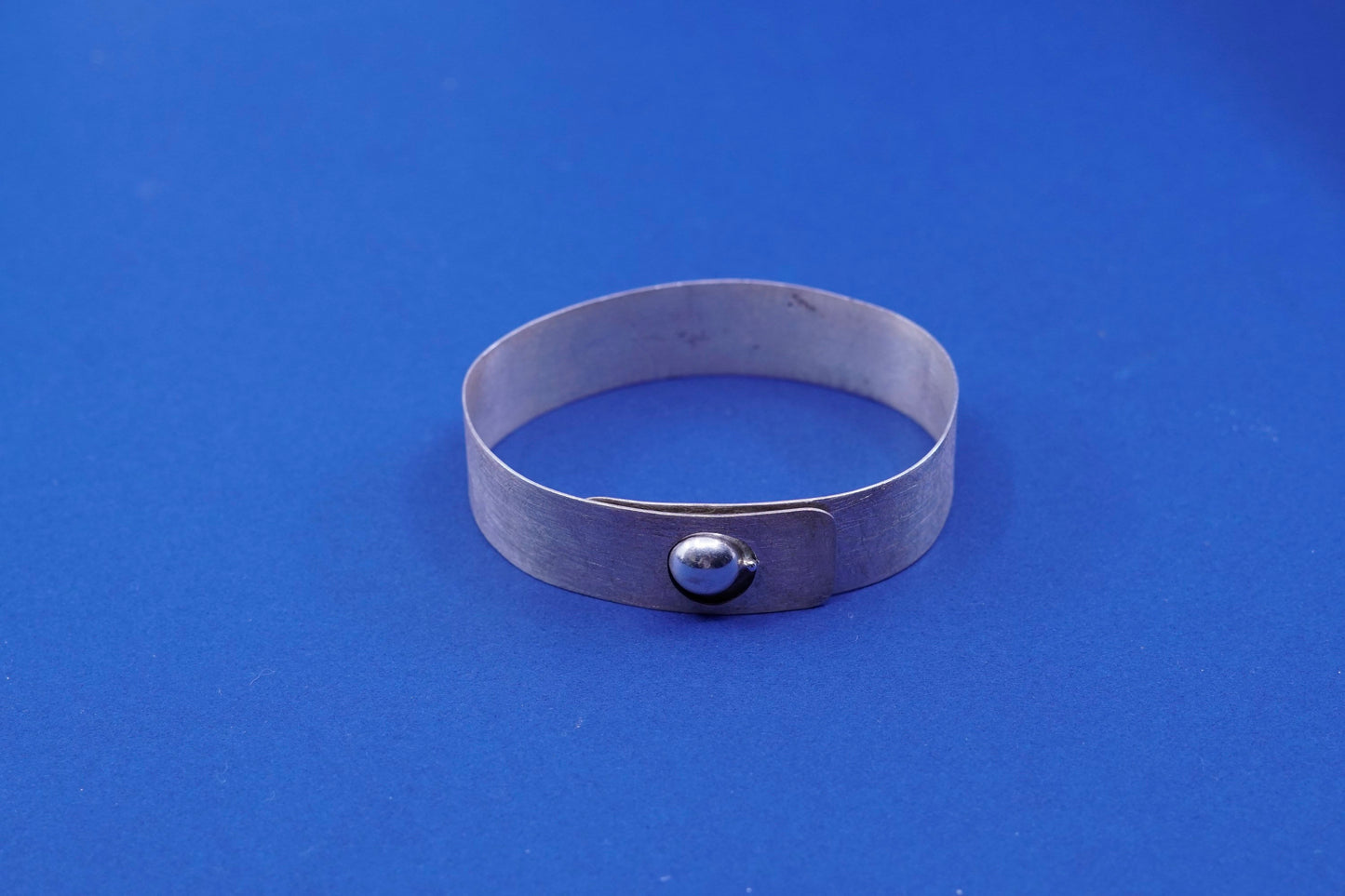 6.75”, vintage sterling silver handmade bracelet, 925 matted wide wrap bangle