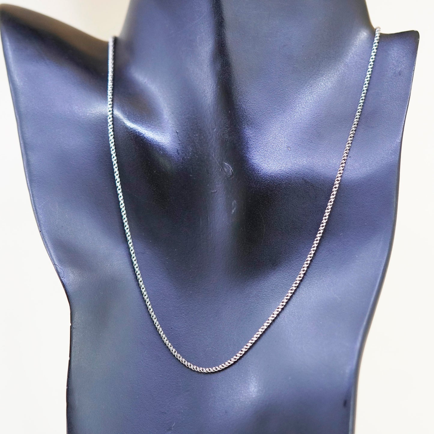 17.5”, 1.6mm, Vintage sterling silver 925 handmade twisted curb chain, necklace