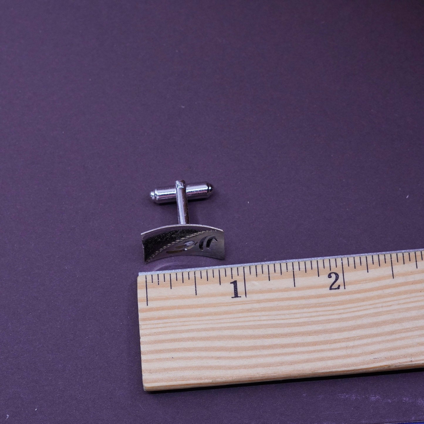 Vintage handmade sterling silver cufflink, 925 cuff links with flower engraved