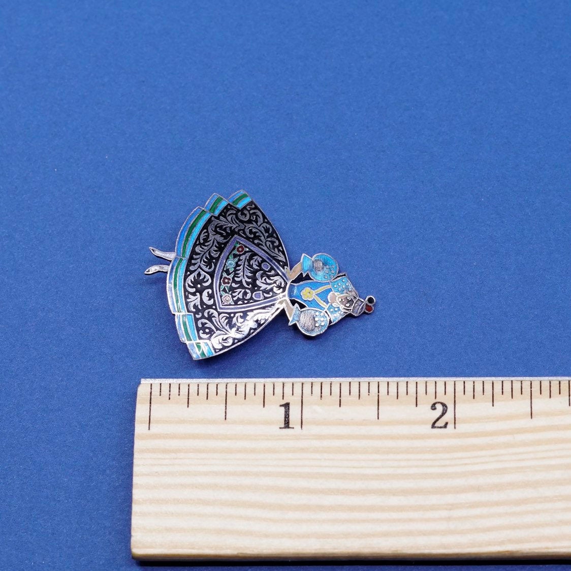 sterling silver Topazio 950 brooch, Portuguese Woman w/ Filigree Dress Peasant