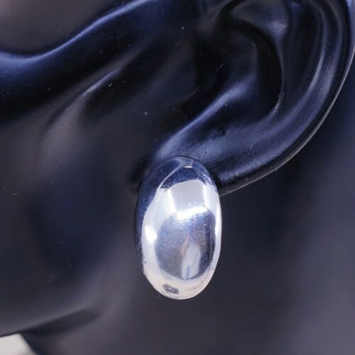 Vintage Simple Sterling 925 Silver Handmade High Polished Mexico Earrings