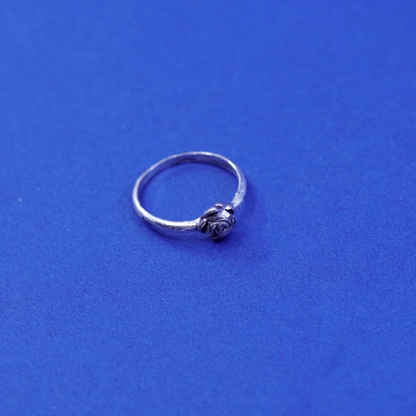 Size 5, vtg shube Sterling silver handmade ring, 925 filigree rose flower band