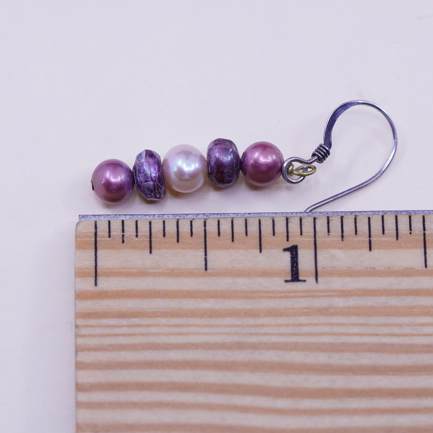 Vintage Sterling silver handmade earrings, 925 hooks with pearl drops