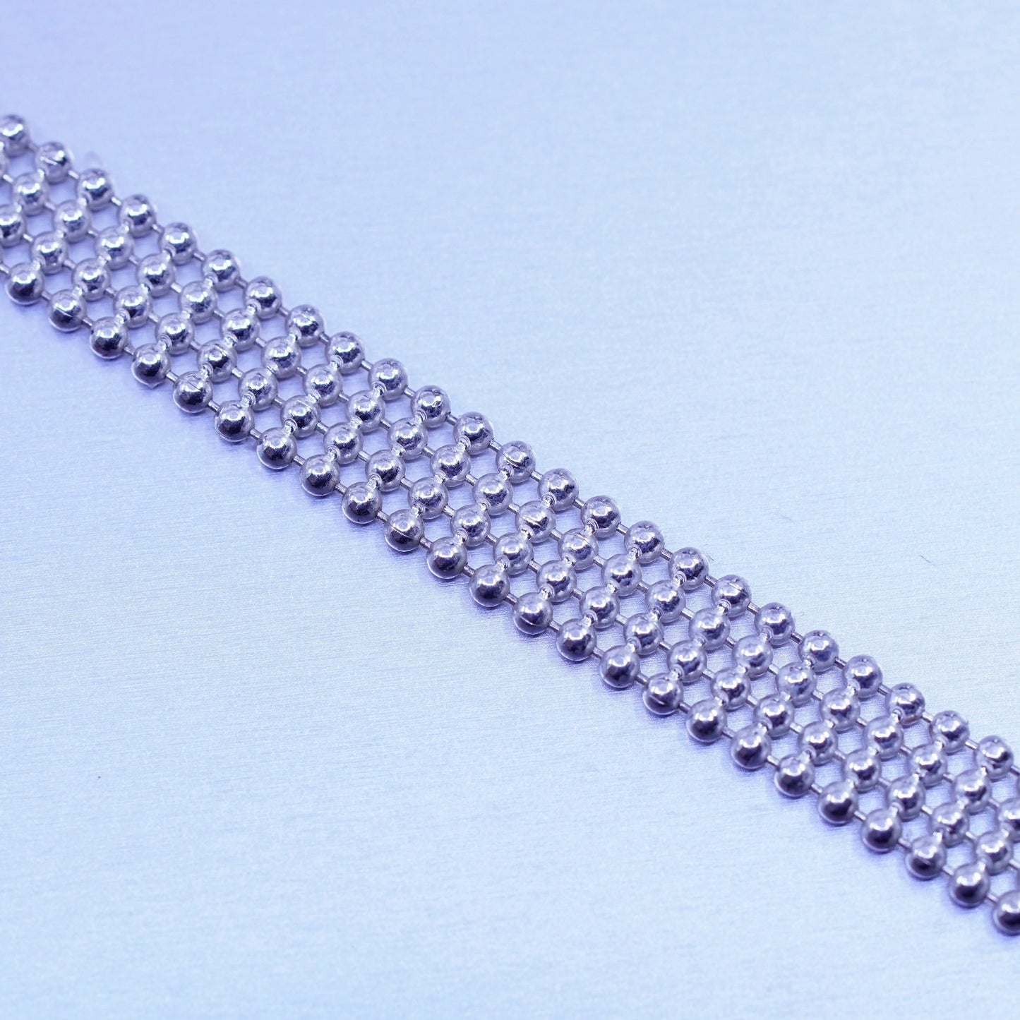 8” 6mm, vintage Sterling 925 silver wide bead bracelet
