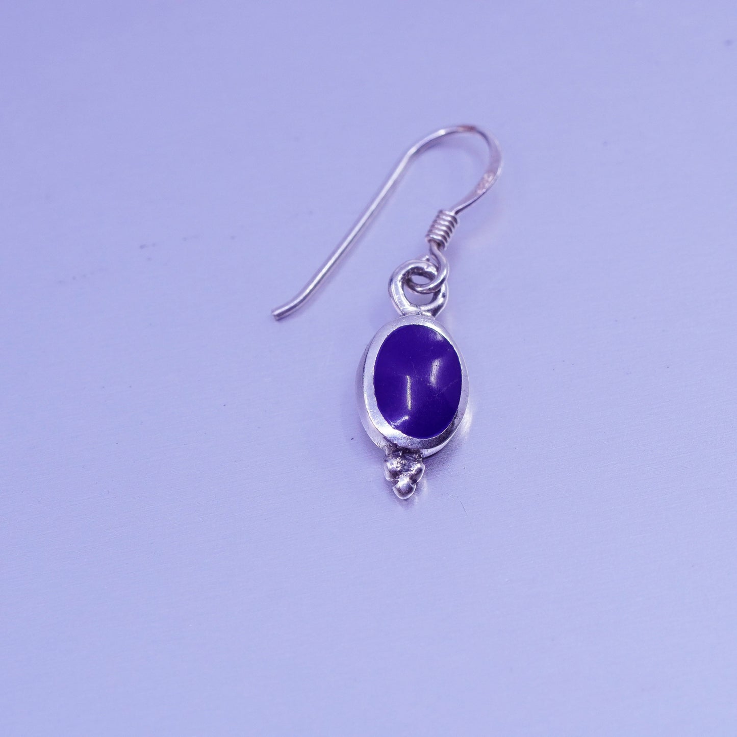 Vintage Sterling 925 silver handmade earrings with blue onyx