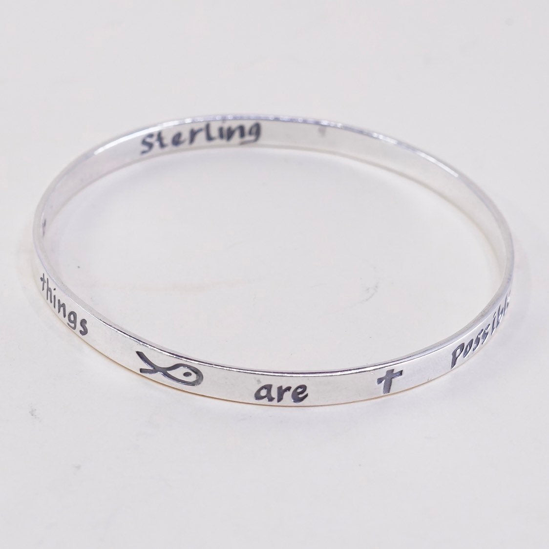 8”, vtg SRSB bible sterling silver handmade 925 bracelet, prayer cuff possible