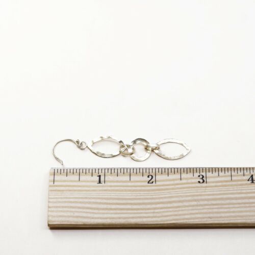 vtg Gold Over Hammered Sterling 925 Silver Circle Disc Dangles Earrings