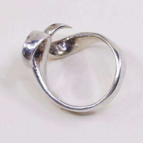 Size 4.25, Vtg Sterling Silver handmade Abstract Snake Ring. 925 Band