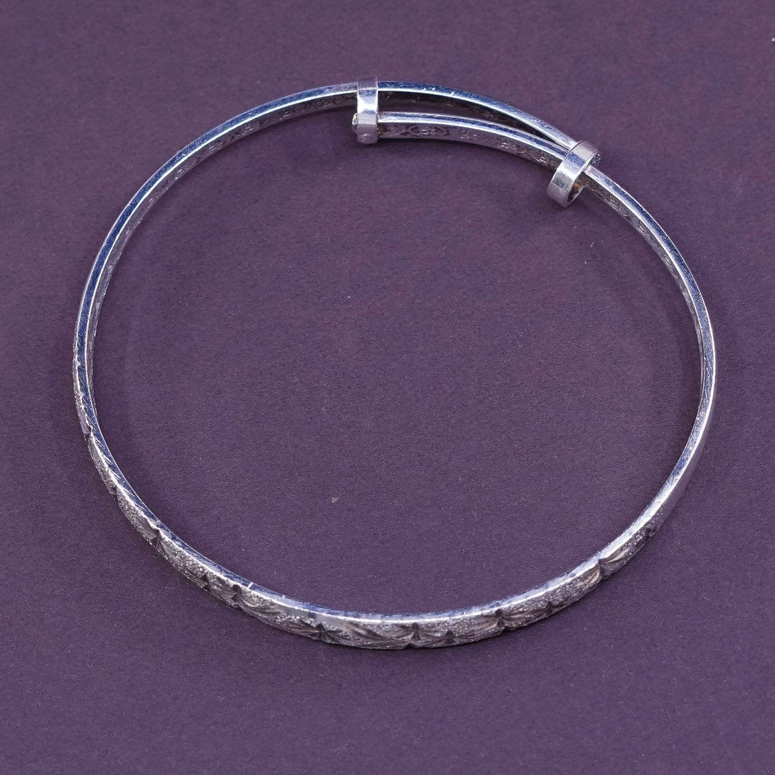 7.5", floral Sterling Silver Signature Slide Modernist Bracelet 925 bangle