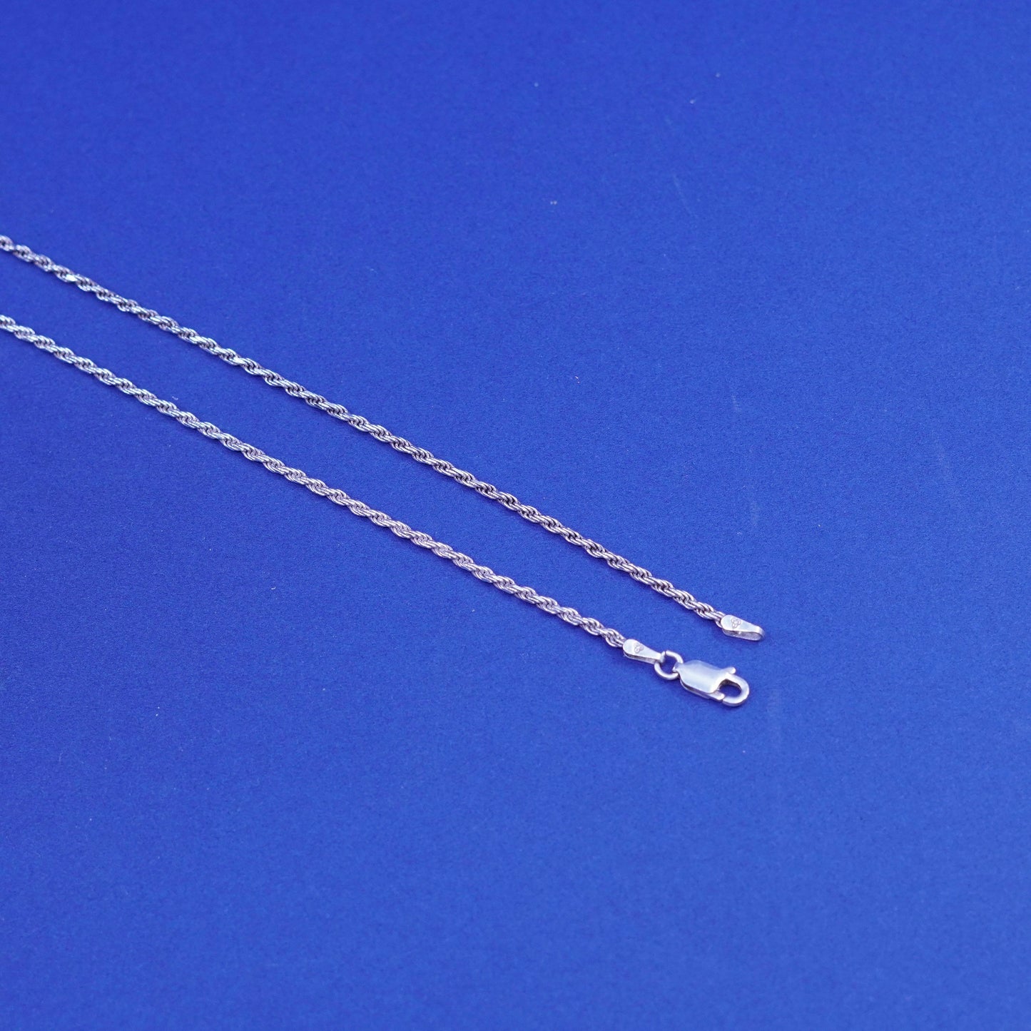 20”, 2mm, vintage Sterling silver handmade necklace, 925 diamond rope chain