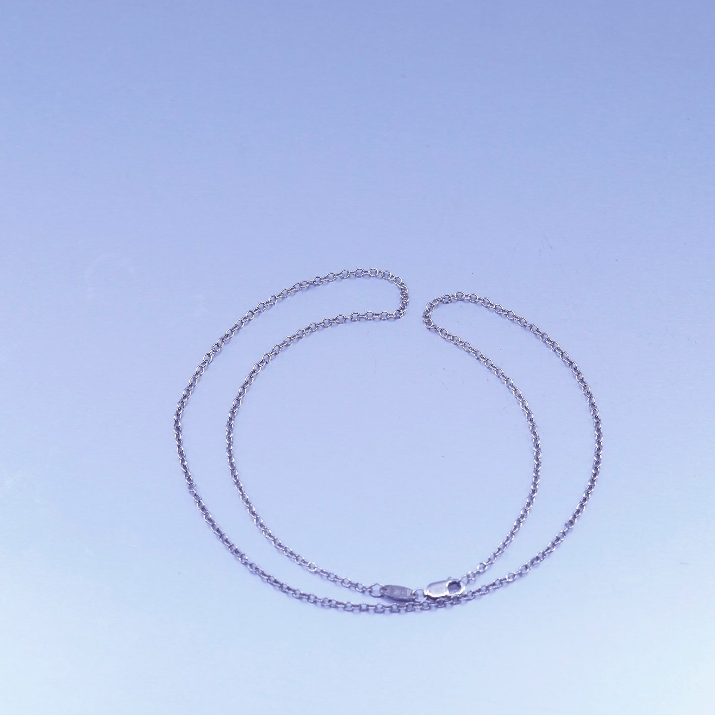 18” 1mm, vintage Italy Sterling 925 silver circle chain necklace