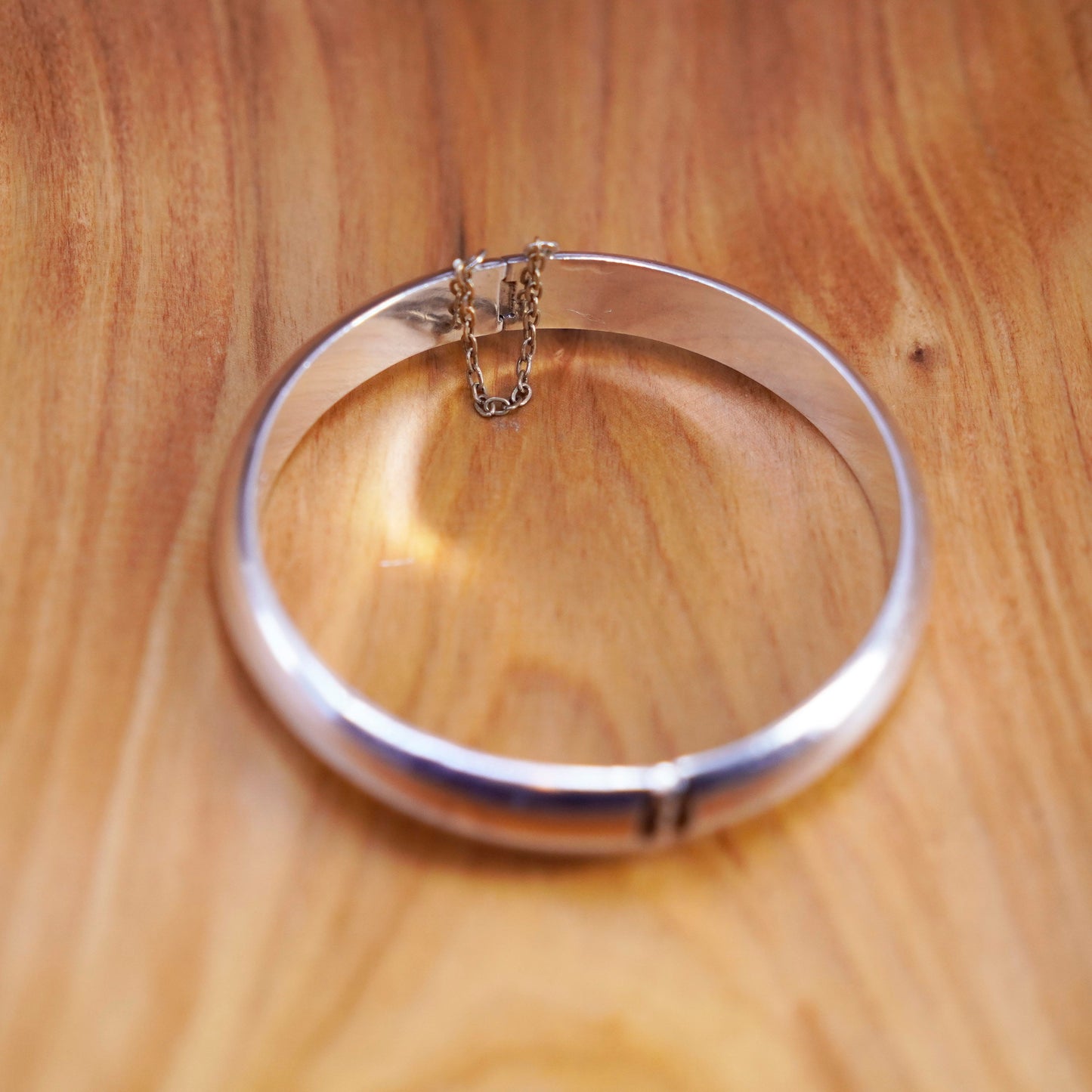 7.25”, Vintage Sterling silver handmade bracelet, wide 925 hinged bangle