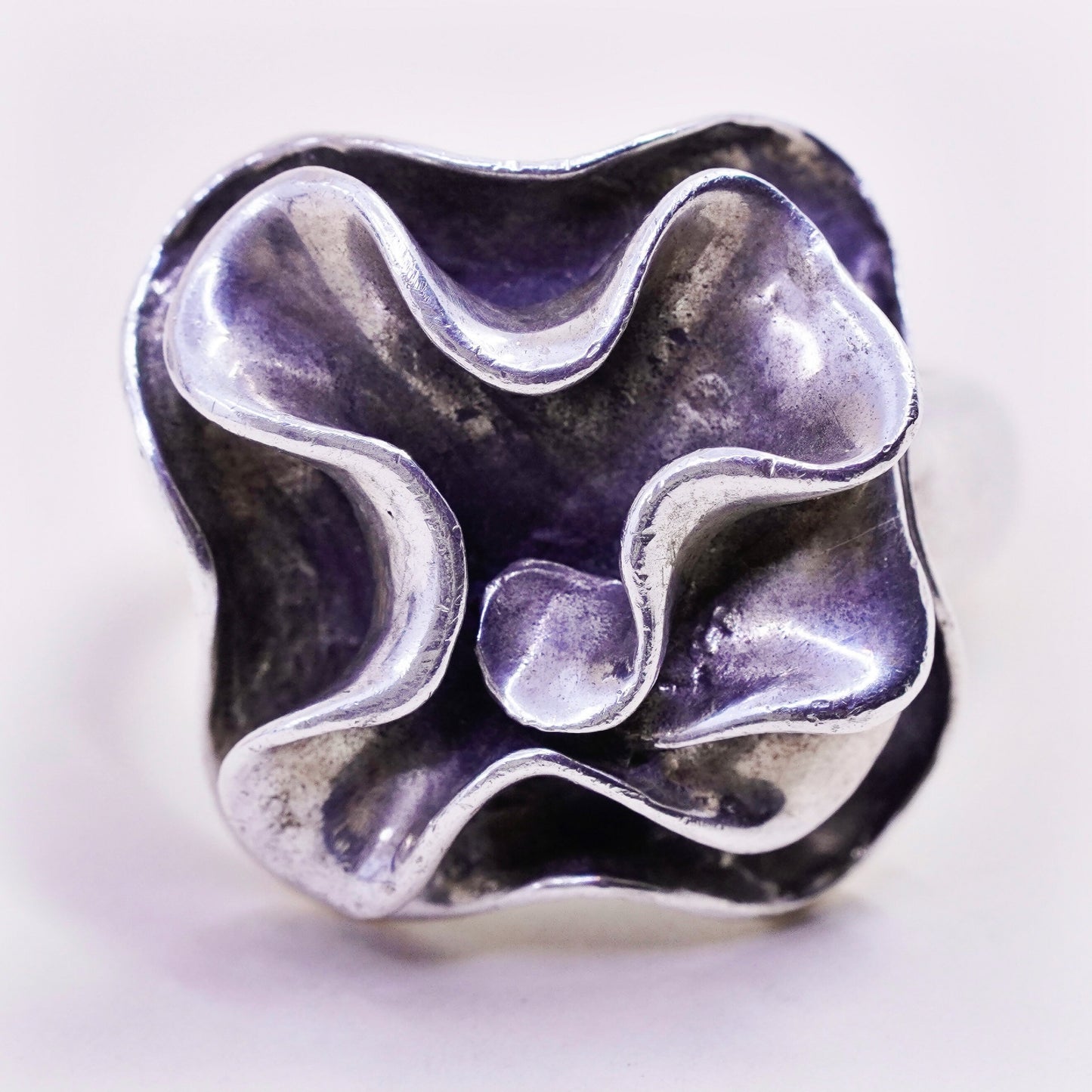 Size 10.5, Silpada Sterling Silver Ruffle Ring, 925 Blooming Flower Ring, R1809