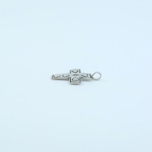 Vintage Sterling Silver Handmade Pendant, 925 silver cross W/ Heart