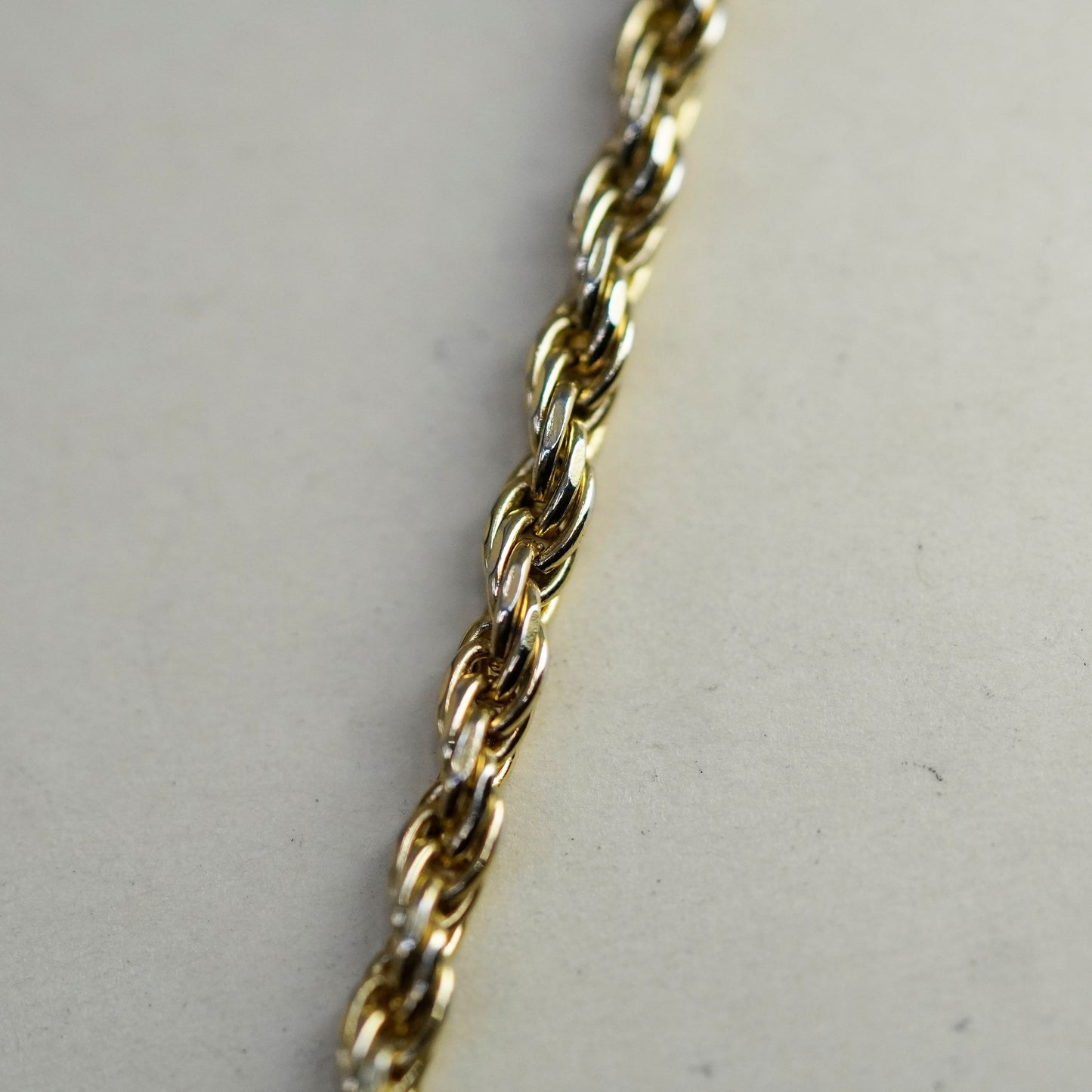 20”, vermeil gold over Sterling silver necklace bold 925 diamond cut rope chain