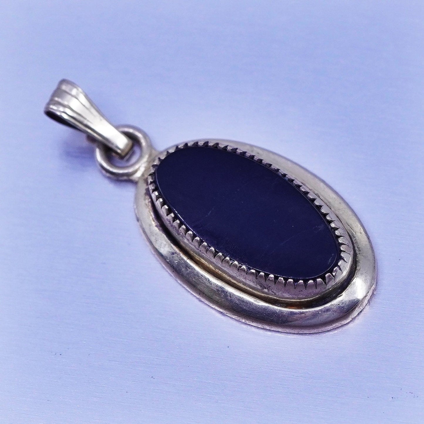 antique 12K gold filled handmade pendant with oval obsidian