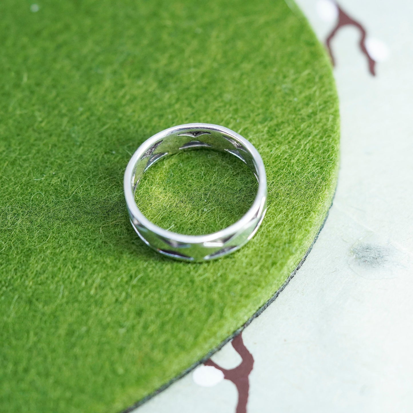 Size 9, VTG Mexico Sterling silver handmade ring, 925 textured stackable band