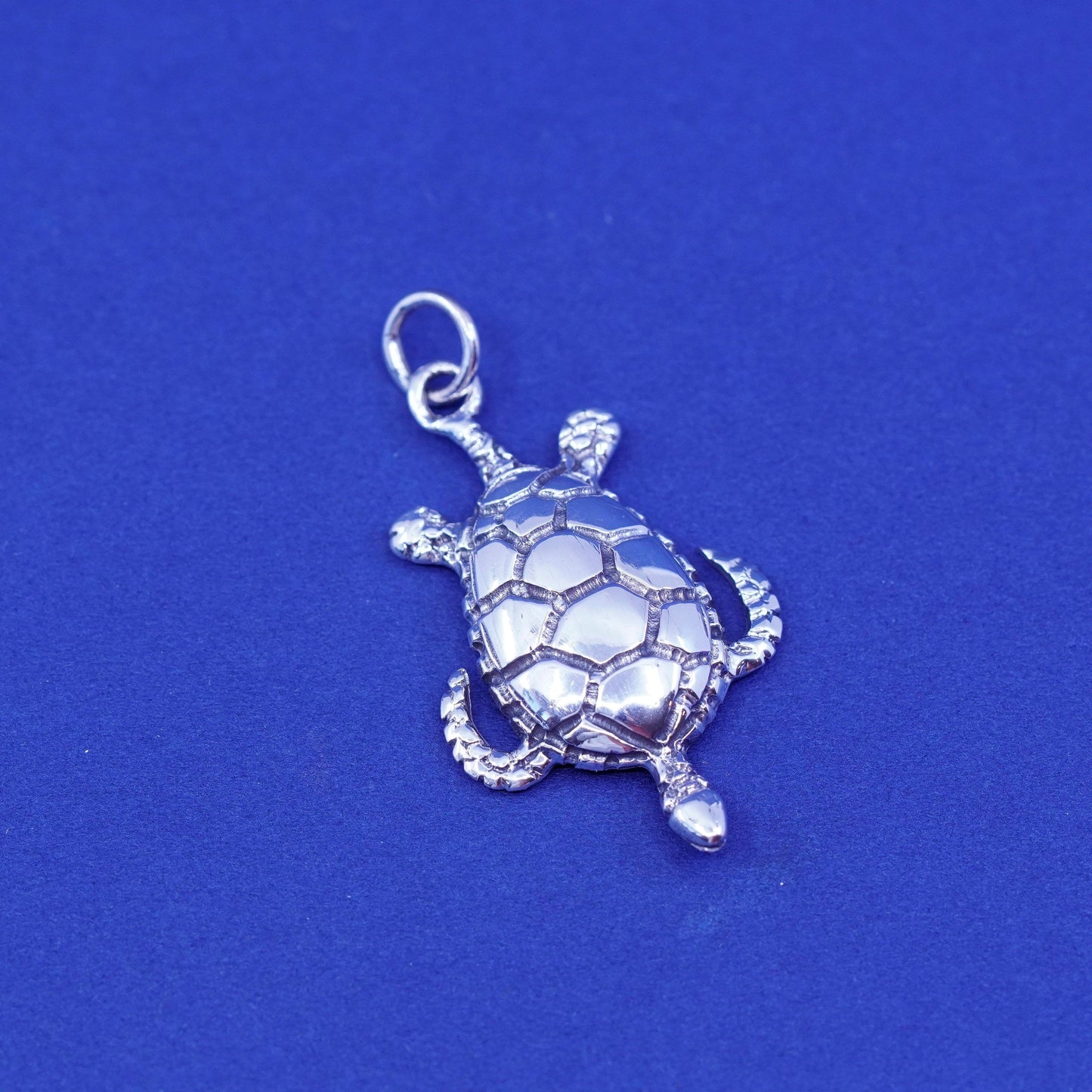 Vintage Sterling silver handmade pendant, 925 sea turtle charm